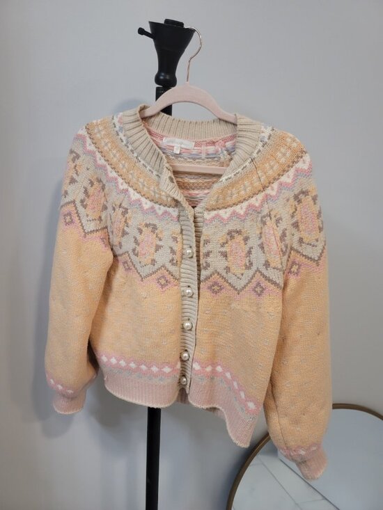LoveShackFancy Sweaters - LoveShackFancy Honeypoe Boyfriend Cardigan Sweater Multicolor S